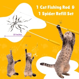 SHIMMURR Cat Wand 38" - Retractable Cat String Toy with Spider Teaser and Refill, Perfect Interactive Toy for Indoor Cats and Kittens
