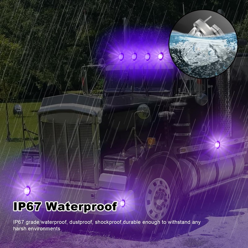 Wodvyss 2Pcs Glass Watermelon Lights, Purple LED Side Marker Turn
