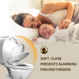 Potty Training Seat Built-in Toilet Seat, Round Toilet Seat 16.5inch with Toddler Seat, 2-in-1for Adults & Kids,Soft Close Lid, Easy Install,PP Safe Material,Magnetic Absorption, White