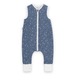 Ehrenkind® Baby Summer Sleeping Bag with Muslin Feet, Made of Soft Oeko-Tex Certified Organic Cotton, Summer Baby Sleeping Bag, 1 Tog, Size 90, Colour Denim Blue Drops