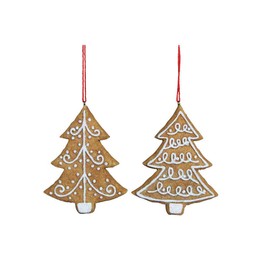 Gisela Graham : Gingerbread Christmas Trees Christmas Decorations (Set of 2)