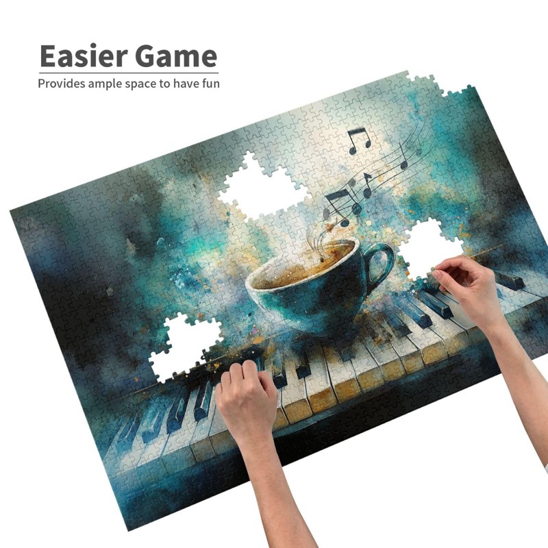 Wooden Jigsaw Puzzle 1000 Pieces for Adults, Elegant Piano Keyboard