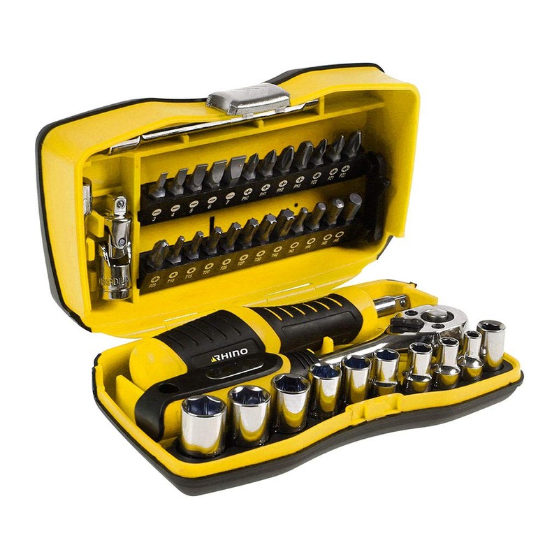 RHINO 39 Piece Socket Set with Ratchet Wrench + Screwdriver