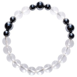 Zenergy Gems Charged Premium Natural Amplifier (Clear) Quartz & Terahertz Metamaterial Resonator 8mm Bead Bracelet + Moroccan Selenite Charging Crystal [Included]