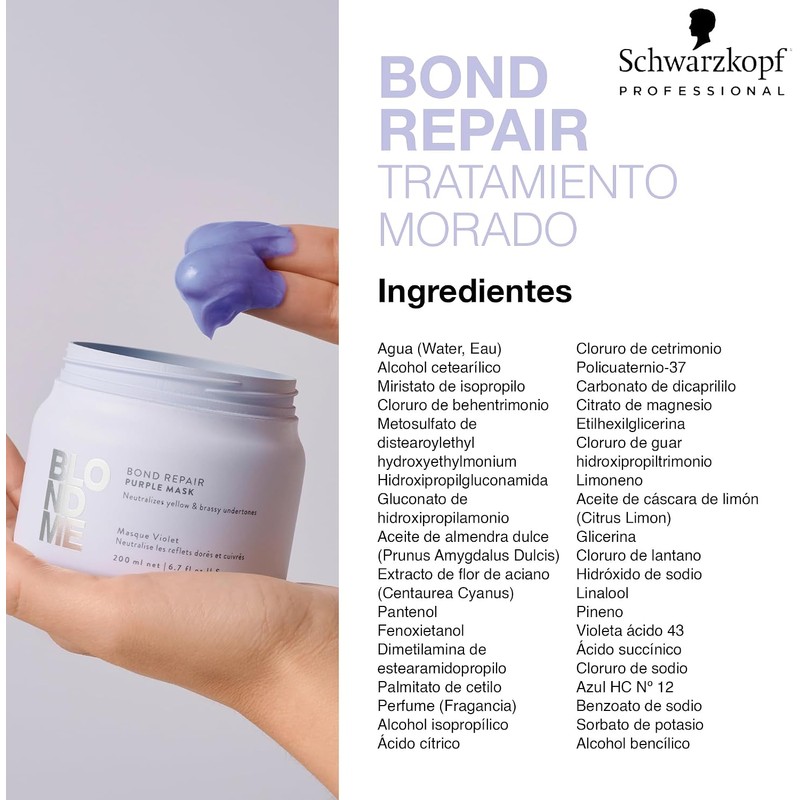 BLOND ME - Mascarilla Bond Repair Morado, Matiza Cabello Rubio