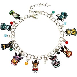 YEFZHMS Cartoon Anime Cute Charm Bracelet, Silver Chain with Colorful Character Bracelets Charms (Orange)