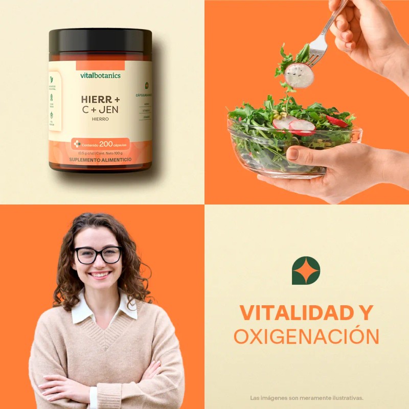Hierro + Vitamina C | 200 Capsulas | Vitalbotanics