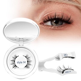 Magnetic-Eyelashes Natural Look, Higu clace Magnetic-Lashes Kit with Applicator, 1 Pair Reusable Lashes Magnetic Easy to Wear and Remove Wispy Eyelashes Magnetic No Glue or Eyeliner Needed(STYLE M)