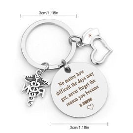 Hightopup Keyring nurse gifts keychain student nurse gifts nurse keyring for women men nurse accessories midwife gifts nursing student doctor medical student vet nurse gifts essentials, Silver-11.3-2