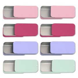 ZYETGH Metal Tin with Sliding Lid, Pack of 8 Tin Boxes with Lid, Rectangular Metal Box, Small Storage Box, Portable Metal Container for Candy Pills, Jewellery, Crafts (60 x 34 x 11 mm)