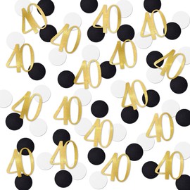 Gold Glitter 40 Confetti, 40th Birthday Number Confetti, 200pcs Anniversary Party Table Decoration Supplies