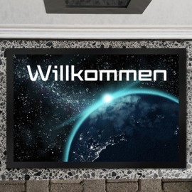 Welcome to Space Door Mat XXL 50 x 75 cm with Space Motif Doormat with Planet in the Universe as a Gift for Space Fans Who Protect Their Hallway from Contamination