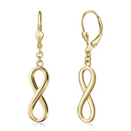 Materia Women's Infinity Earrings 925 Silver - Drop Earrings 40 mm Long in Silver - Rose Gold - Gold Plated, Gold-Plated Silver