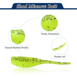 Dovesun Crappie Lures Kit, Fishing Soft Plastic lures Crappie Walleye Trout Bass Fishing Baits Shad Minnow Bait 60Pcs with Tackle Box