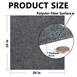 CUCOS Carpet Tiles 24" x 24" Peel and Stick, Self Adhesive Square Carpet with Soft pad, Non-Slip Carpet Floor Tiles Easy DIY for Bedroom,Living Room 10 PCS