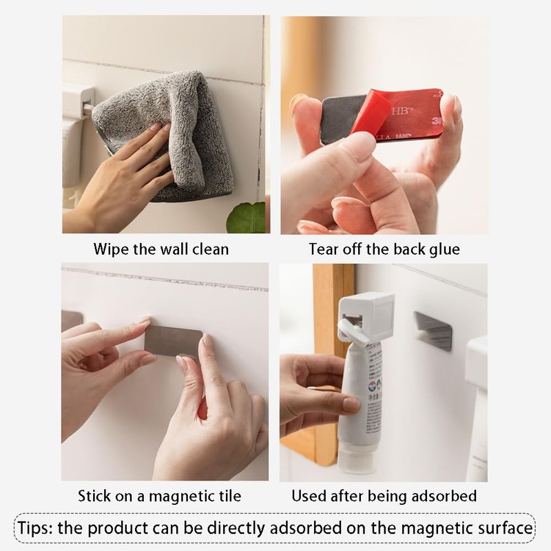 Ouliget Magnetic Toothpaste Squeezer,Toothpaste Seat Holder Tube Squeezing Aids,Wall-mountable Dispens