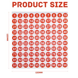 Aruicheng Number Stickers 16 Sheets 1-100 Small Round Numbers Stickers Self Adhesive Number Labels Consecutive Numbers Stickers for Office Home Kitchen Classroom etc