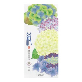 Midori 89585006 Single Writing Notebook, Early Summer Letter, 4 Patterns, Hydrangea Floral Pattern