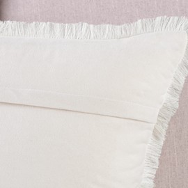 Madizz Set of 2 Suede Cushion Covers with Fringe Tassels 20x20 inch, 50x50 cm, Creamwhite Soft Decorative Throw Pillow Cases for Sofa Bedroom Pillow Shell