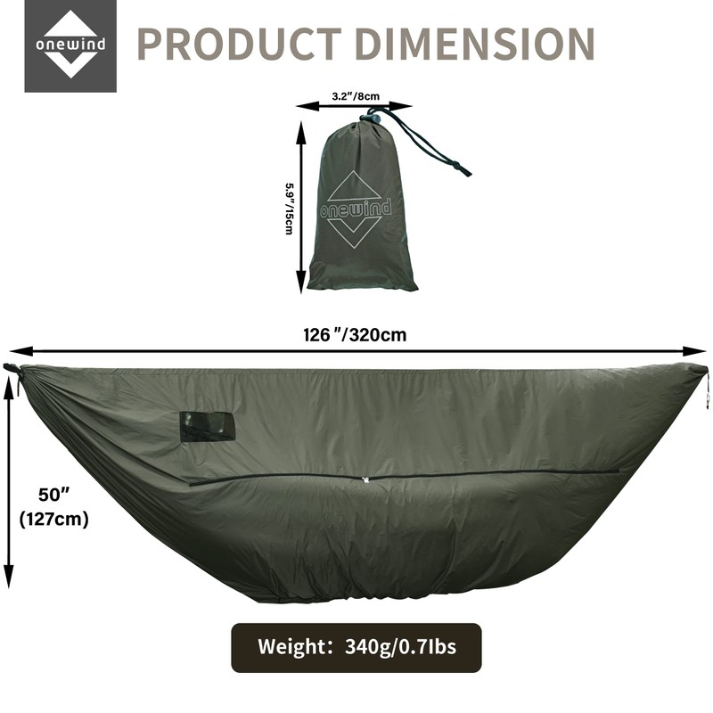 Onewind Premium Hammock Zipper Windsock for Zipper Netted Hammock, Hammock