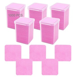 Lint Free Nail Wipes, 1000 PCS Nail Wipes for Gel Nails Lint Free, Non-Woven Fabric Nail Cleaning Pads, Lint-Free Lash Glue Nail Wipes, Nail Polish Remover Wipes for Lash Extension Supplies (Pink)