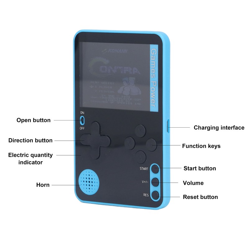 Blue Handheld Game Console Retro Portable Game Player Video Games