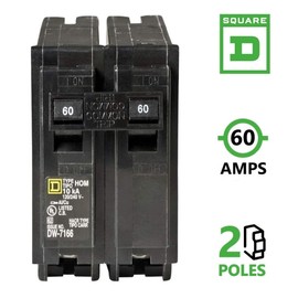 Plug In Circuit Breaker, HOM, Number of Poles 2, 60 Amps, 120/240VAC, Standard