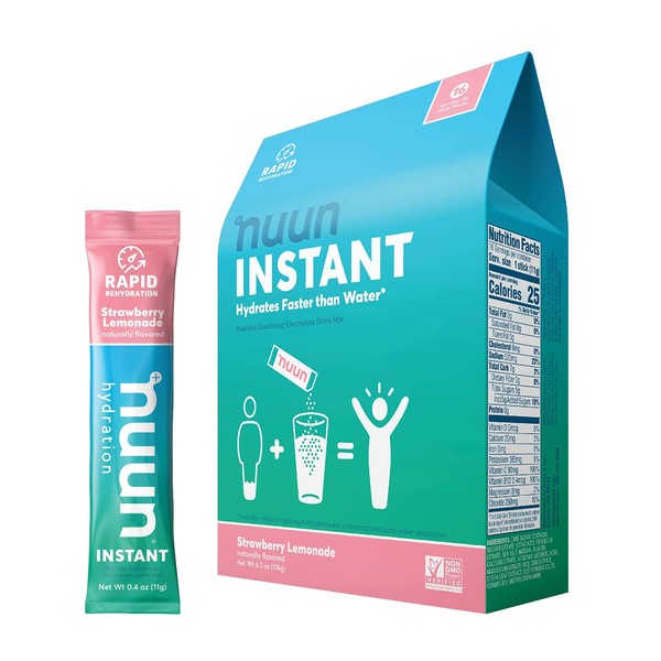 Nuun Instant Electrolyte Powder Packets for Rapid Hydration, Strawberry Lemonade (16 Servings)