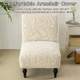 SEAUR Armless Accent Chair Cover Slipper Slipcover Chair Covers for Living Room Dining Removable and Washable Stretch Anti-Fouling Furniture Protector Beige