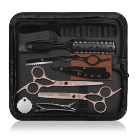 Ethyxe Hair Cutting Scissors Thinning Shears Kit, Barber Hair Texturizing Shears for Professional Hairdresser or Home Use (Rose Gold)