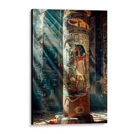 CUADRO DECORATIVO PILAR PARED EGIPCIA CON JEROGRÍFICOS (40X27CM)