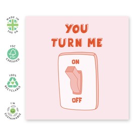 Playful & Romantic Love Card – ‘You Turn Me On’ - Valentine’s Day, Anniversary Ideas for Him, Her, Girlfriend, Boyfriend, Dating, Babe, Hun, Sweetheart, Husband, Wife- Comes with Fun Stickers