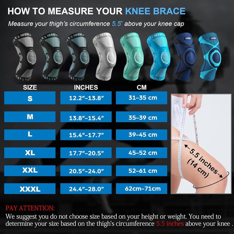 NEENCA Kniestütze, Komprimierte Kniebandage mit Patella Gel Pads & Feder