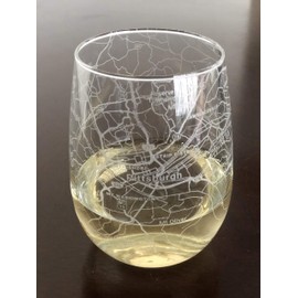 Or Something Stemless 17oz Wine Glass Urban City Map Pittsburgh Pennsylvania