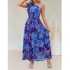 ZESICA Women's 2025 Boho Floral Sleeveless Maxi Dress Ruffle One