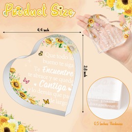 Yopyame Spanish Gifts for Women - Ideal para Amiga Madre Hermana Acrylic Heart Plaque Inspirational Warm Word Acrylic Sign Keepsake Paperweight Gift for Christmas Mother’s Day Birthday in Spanish