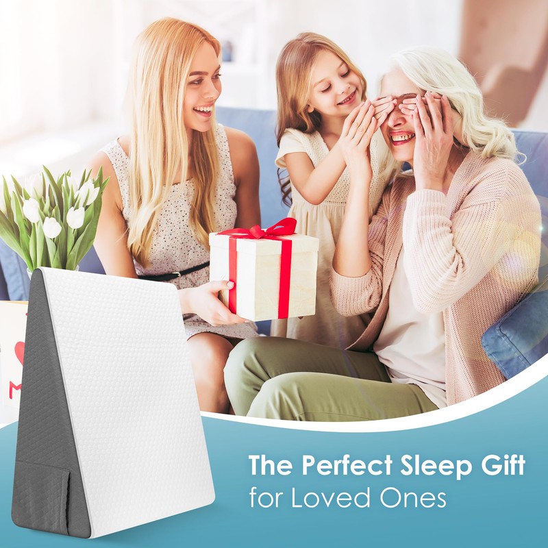 DiffPacky 12 inch Bed Wedge Pillow for Sleeping, Reading &