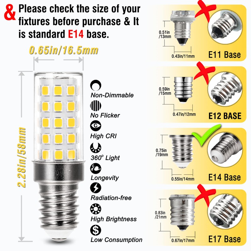 ALIDE E14 Base 220V LED Candelabra Light Bulb 40W Equivalent,E14