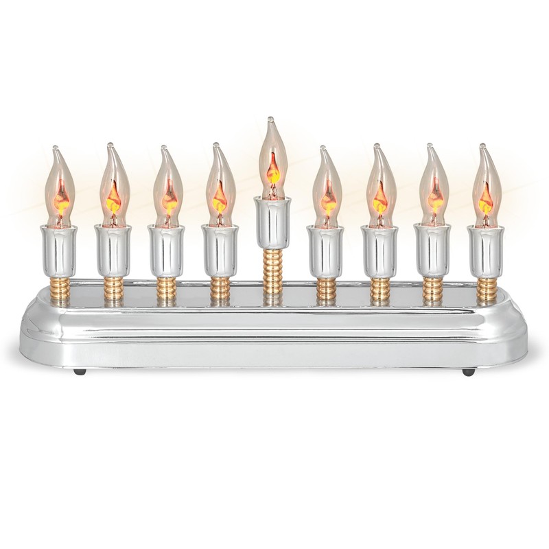 Aviv Judaica Contemporary Electric Hanukkah Menorah Stainless Steel Hanukkiah with