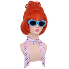 PATTNIUM Orange Wig with Bangs for Women Short Orange Red Wig Cosplay Synthetic Wig