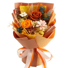 Orange Long‑Lasting Preserved Flower Bouquet with Gift Box