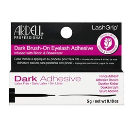 Ardell Brush-On Eyelash Adhesive - Latex-Free Lash Glue with Biotin & Rosewater for Long-Lasting Hold, Easy Application for False Lashes and Lash Clusters - Dark