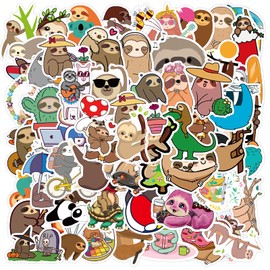 cobee Sloth Stickers, 100PCS Sloth Decals Cute Cartoon Animal Sticker Waterproof Vinyl Decals Sloth Lovers Gifts DIY Decorations for Water Bottles Scrapbook Luggage Album Scrapbook