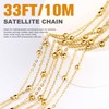 33 Feet Gold Satellite Bead Chains Roll, 2mm 18K Gold