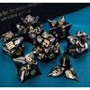 ARUOHHA DND Metal Dice Set Black Gold Leaf D and