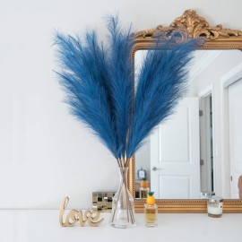 Lozidecor Faux Pampas Grass - Blue - 42" (5pcs) | Faux Pampas Grass Tall Boho Pampas Gr...