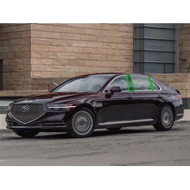 Rvinyl Pillar Post Pre Cut Window Trim Kits in Gloss Black Compatible with Genesis G90 2017-2022 - Adhesive Backs
