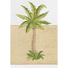 Turkish Cotton Palm Tree Embroidered White Hand Towels (Set of 2)