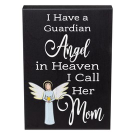 JennyGems Sympathy Gifts for Loss of Mother, Guardian Angel Mom in Memory Of Memorial Gifts, 6x8 Inch Wood Sign, Bereavement Gifts Loss of Mom Remembrance Gifts Condolence Gifts