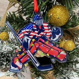 Ice Hockey Goalie Christmas Tree Ornament Gift, Ice Hockey Goalie Ornament 2024, Gifts for Boy, Players Sport Lovers, Christmas Decor, Christmas Ornaments 1 Side Printing Flat Acrylic 3.5'' (1pcs)